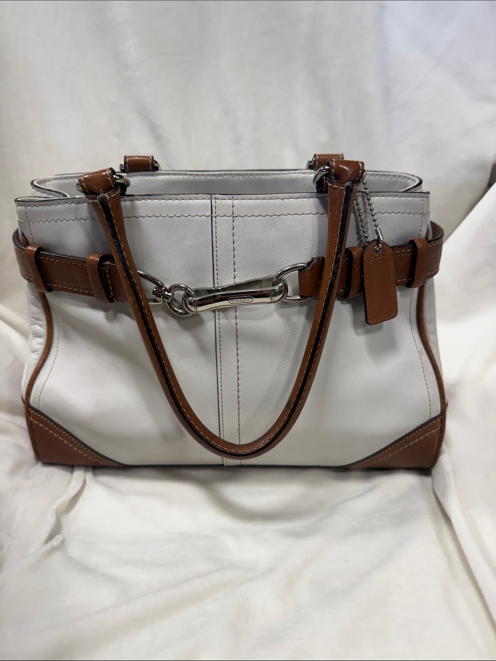 Coach White and Brown Leather Shoulder